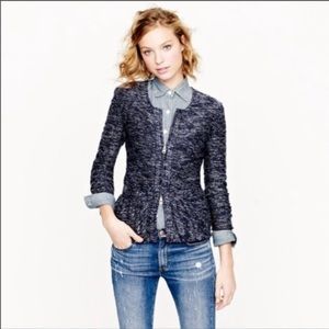 J. Crew collarless cardigan jacket peplum Xs